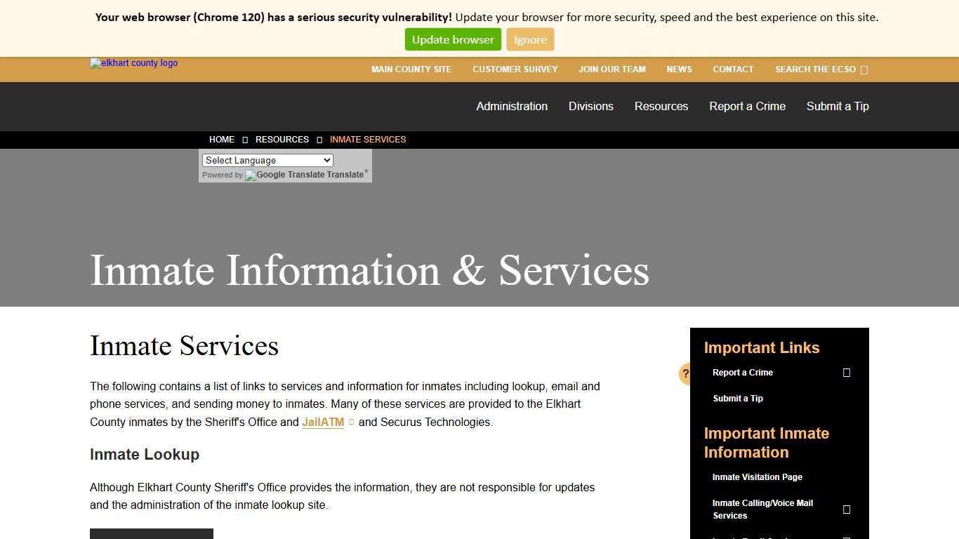 Inmate Services - Elkhart County Sheriff's Office